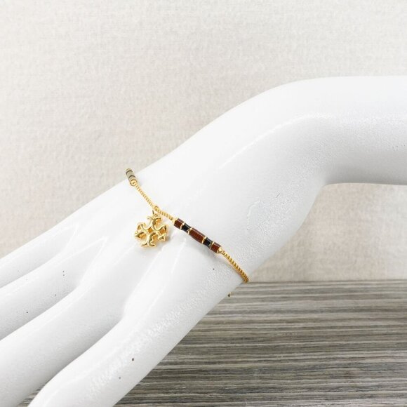 Tory Burch Kira Enamel Bar Bracelet Tory Gold/ Multi Color OS - Picture 15 of 16